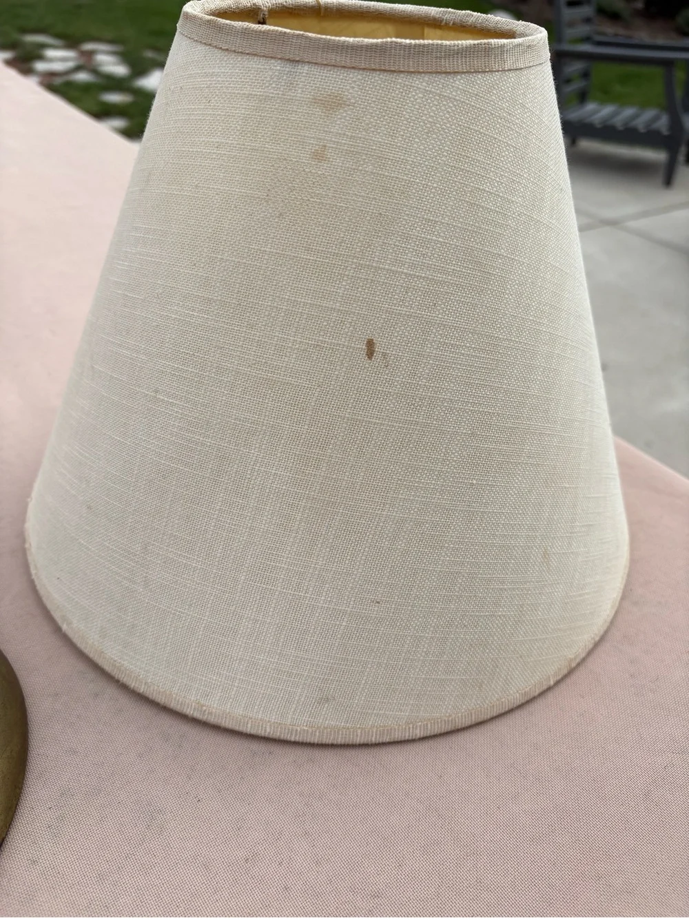Mid-Century Style Wood & Brass Table Lamp with Cream Shade